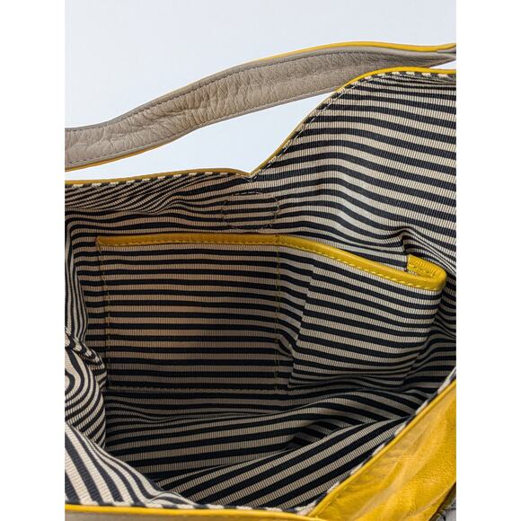 Free Endearment Yellow Purse Leather V Cut Hobo Lazer Cut Satchel Tote Bag Top - Picture 9 of 16